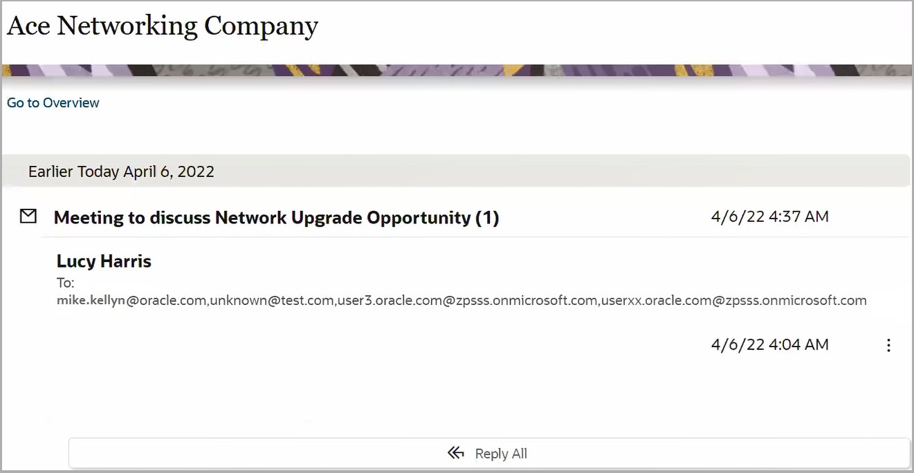 スクリーンショットは、「アクティビティ」パネルの会話を示しています。