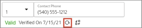 「携帯電話」番号が「有効」ステータスで 「再検証」ボタンが強調表示されている。
