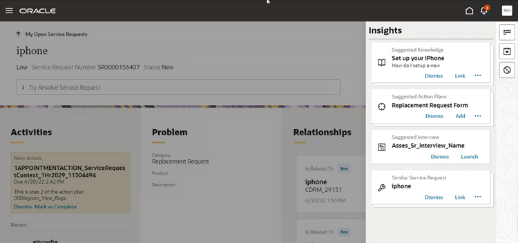 インサイト・パネルのスクリーンショット。