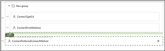 フィールドのドラッグ・アンド・ドロップのスクリーンショット。