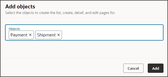 このスクリーンショットは、オブジェクトの追加方法を示しています。