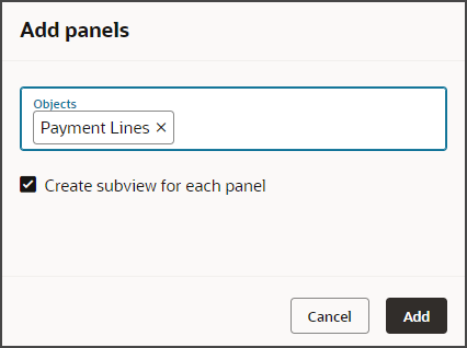 このスクリーンショットは、パネルを作成するオブジェクトを選択する方法を示しています。
