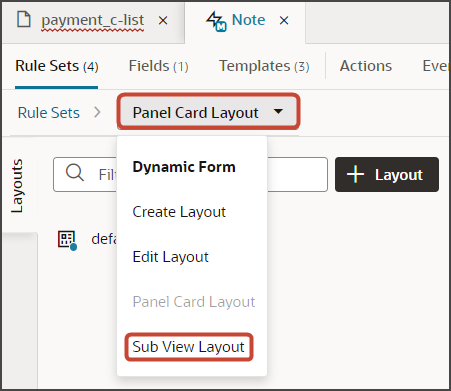 このスクリーンショットは、ルール・セットを切り替える方法を示しています。