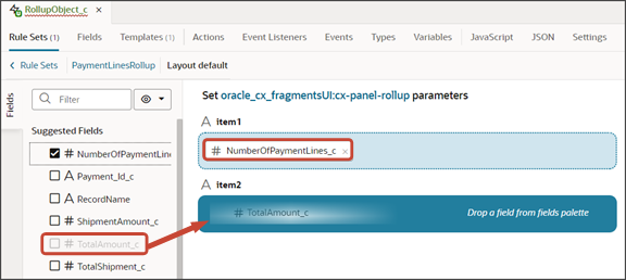 このスクリーンショットは、フィールドをレイアウト内のスロットにドラッグ・アンド・ドロップする方法を示しています。