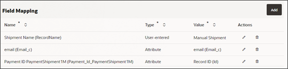 このスクリーンショットは、スマート・アクションのサンプル・フィールド・マッピングを示しています。