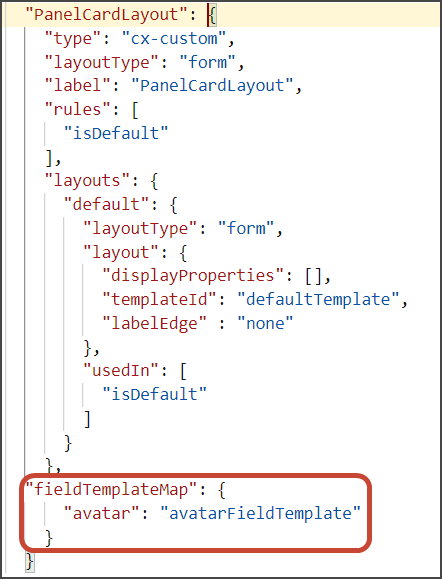 このスクリーンショットは、カスタム・フィールドをフィールド・テンプレートにマップする方法を示しています。