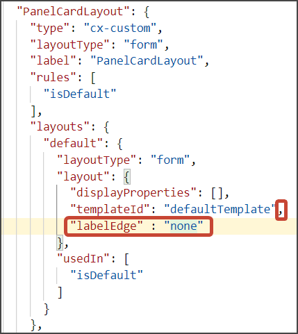 このスクリーンショットは、labelEdgeプロパティを追加する場所を示しています。