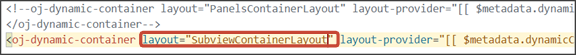 このスクリーンショットは、サブビューの新しい動的コンテナの配置を示しています。