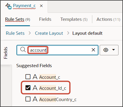 このスクリーンショットは、フィールドをすばやく検索する方法を示しています。