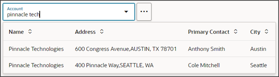 このスクリーンショットは、キーワード検索がピッカーでどのように機能するかを示しています。