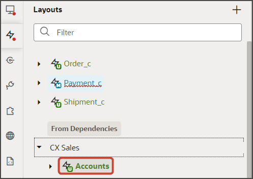 このスクリーンショットは、「レイアウト」タブで選択するノードを示しています。