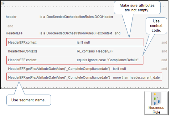 Oracle Business Rulesの拡張可能フレックスフィールドを参照する場合のガイドライン