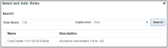 この図は、「選択して追加: ロール」ウィンドウを示しています。