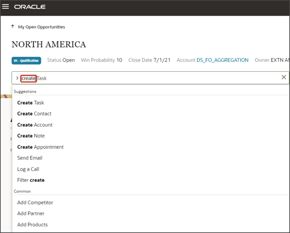 これは、アクション・バーと提案アクションのスクリーンショットです。