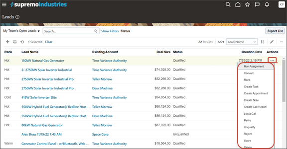 このスクリーンショットは、ワークスペースでのスマート・アクションの表示場所を示しています。