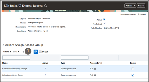 「アクセス・グループの割当」ページ