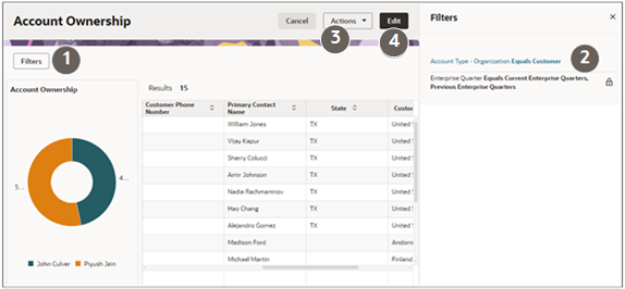 フィルタを示す簡易レポートのサンプル