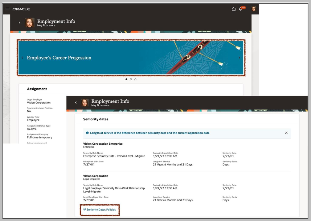 「雇用情報」ページで有効化されているガイド付きジャーニ