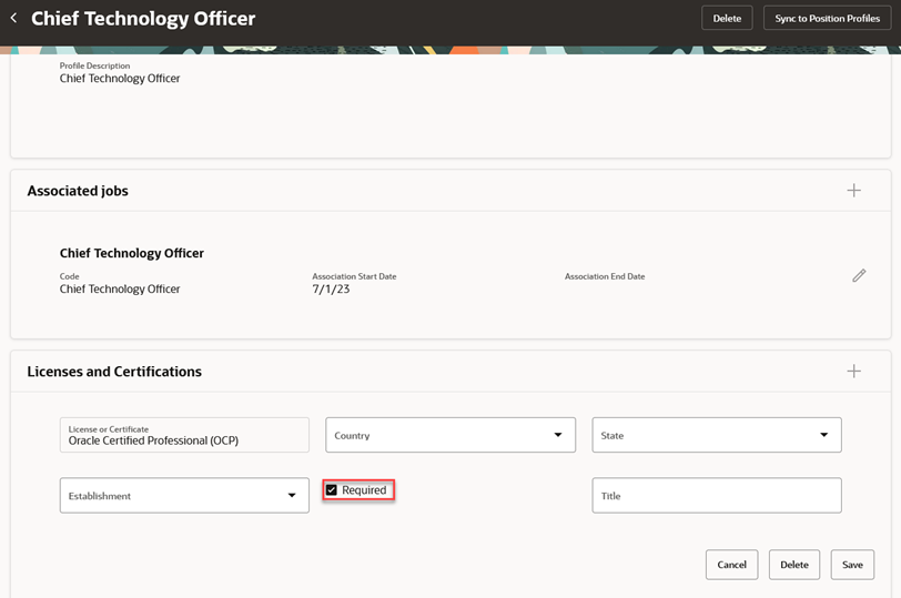 関連する免許または資格の検証をジョブに必須として設定します