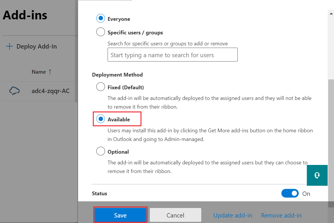 展開方法を使用可能に変更します。