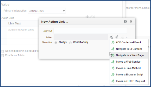 新しいアクション。Webページに移動リンク。