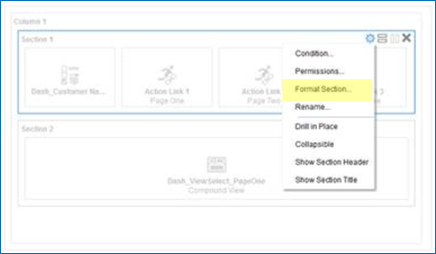 ダッシュボードの書式設定セクション。