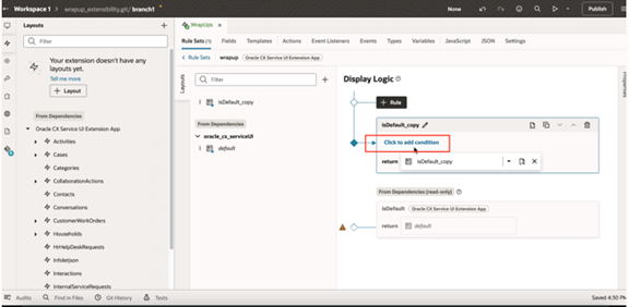 クリックして条件UIを追加します。