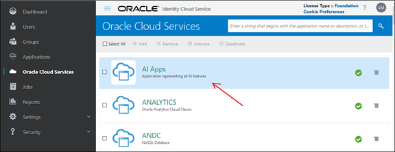 AI Appsメニューのスクリーンショット。
