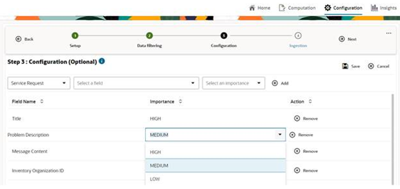 重要度設定の詳細。