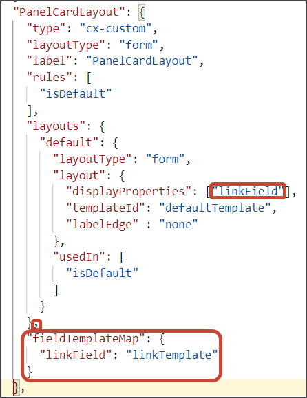 このスクリーンショットは、パネル・レイアウトのJSONを更新する方法を示しています。