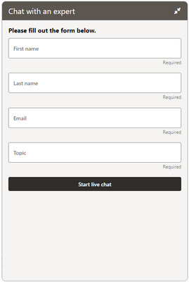 チャット・ウィジェットのスクリーンショット。