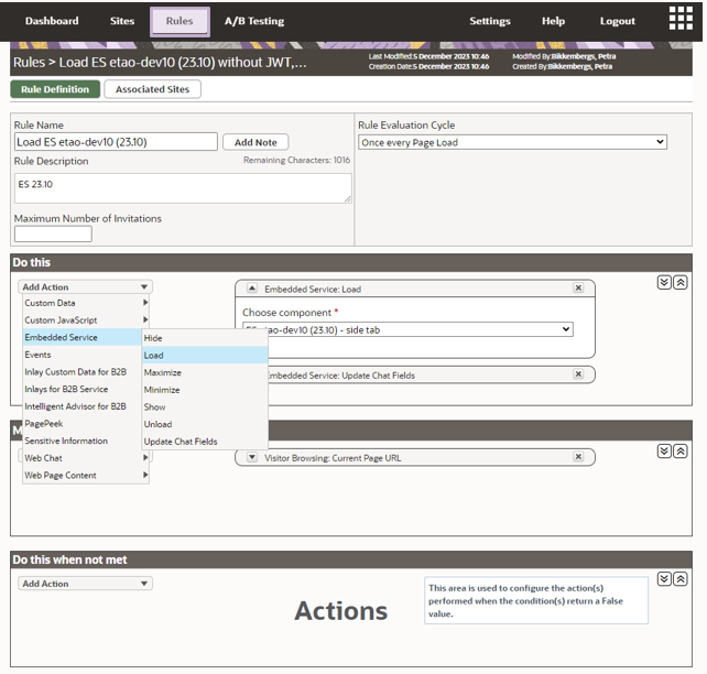 ルールのロードUIのスクリーンショット。