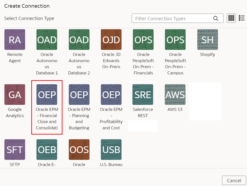 Oracle EPM - 「財務決算と連結」接続オプション