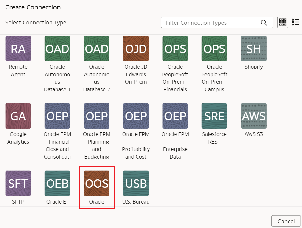 Oracle Object Storage Service接続オプション