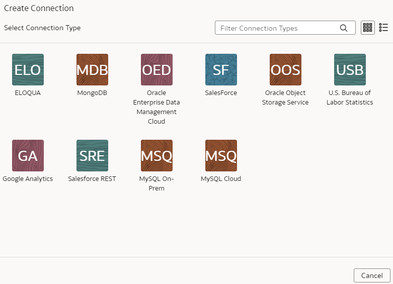 Oracle Enterprise Data Management Cloud接続オプション