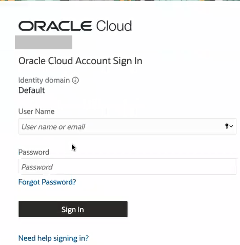 Oracle Cloudアカウントのサインインの詳細