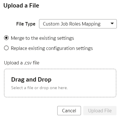 カスタム・ジョブ・ロール・マッピング・ファイルのアップロード