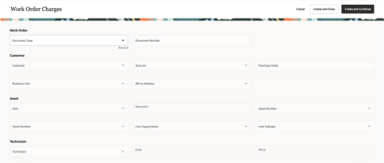 作業オーダー手数料ヘッダー