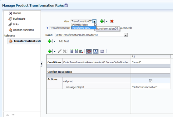 Manage Product Transformation Rulesページ