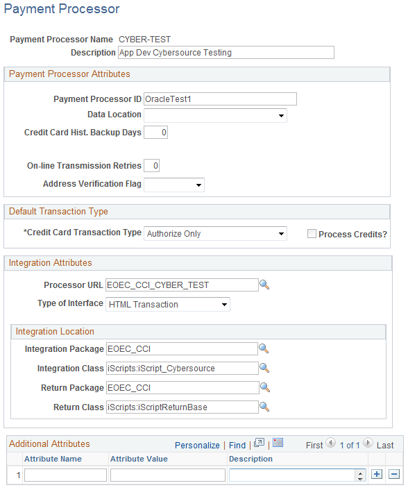 Payment Processor page