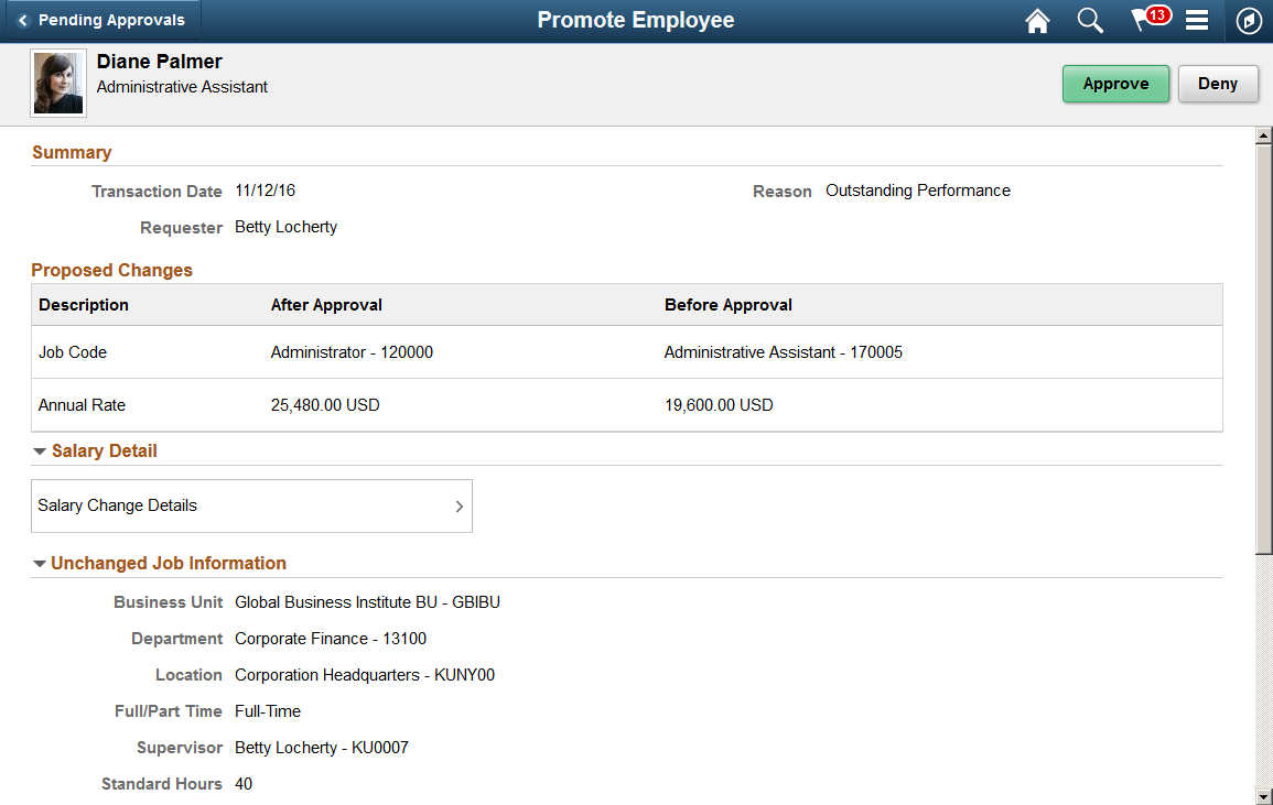 <>Pending Approvals - <Transaction Name> page for Guided Self Service Fluid Approvals (1 of 2)