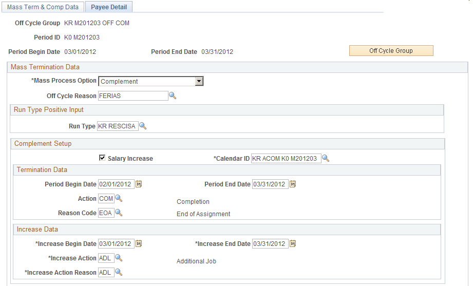 Payee Detail - Mass Term and Comp BRA page (1 of 2)