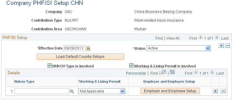 Company PHF/SI Setup CHN