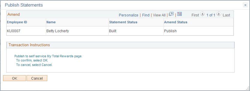 Publish Statements page