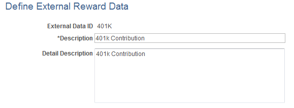 Define External Reward Data page