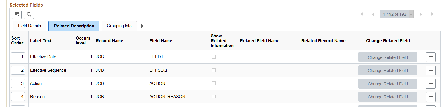 Configure Summary Fields page: Related Description tab