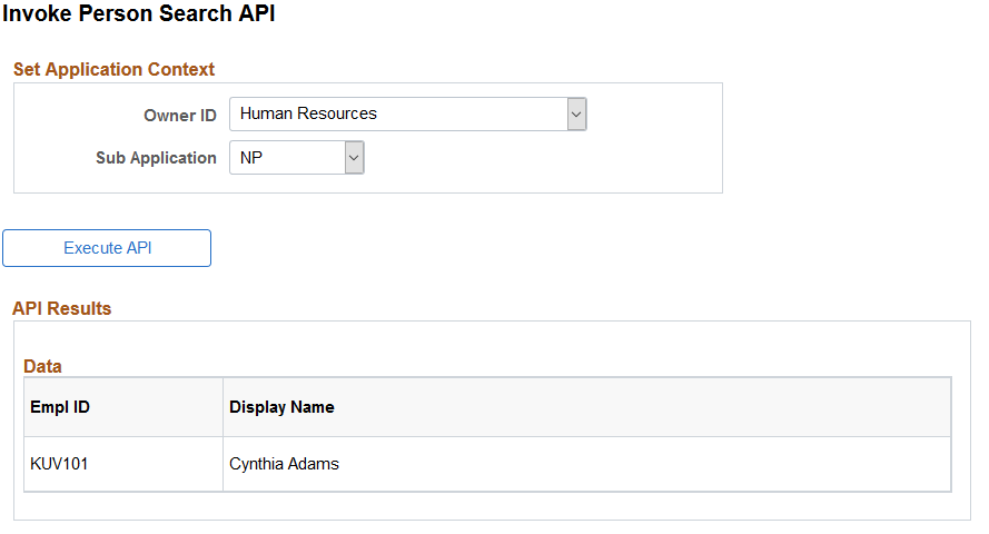 Invoke Person Search API page