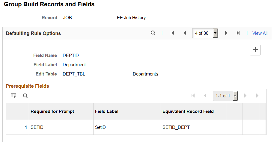 Group Build Records and Fields page