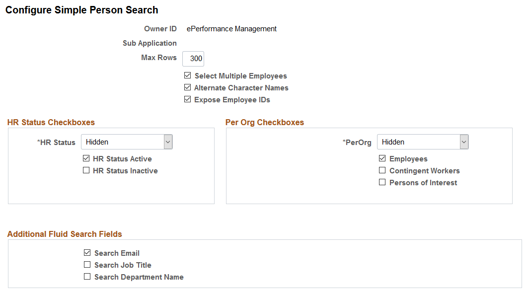 Configure Simple Person Search page