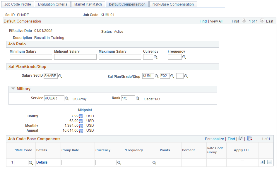 Default Compensation page